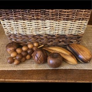 Mid Century wooden carved fruit